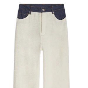 COPY - We Wore What High Rise Denim Cable Knit Wide Leg Jean, Rinse Cream
